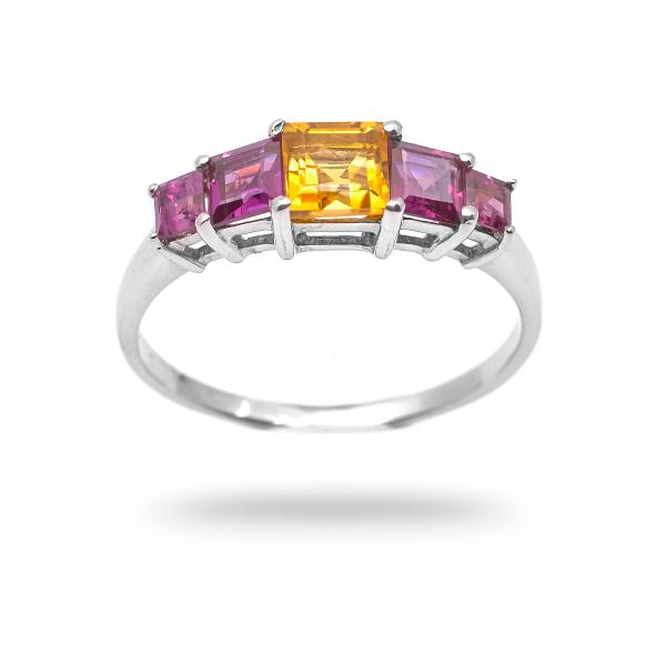 Bague citrine, rhodolite argent Lea